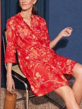Tuckernuck Antelope Royal Shirt Dress red floral print button-up relaxed flowy